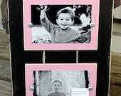 Distressed Double Picture Frame Black & Pink Double 4 x 6 Customize it