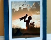 Distressed Navy Blue 11 x 14 Picture Frame with Baby Blue Wood Mat