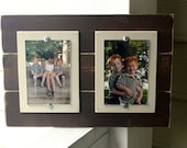 Rustic Brown & Beige Double 4 x 6 Distressed Wood Frame