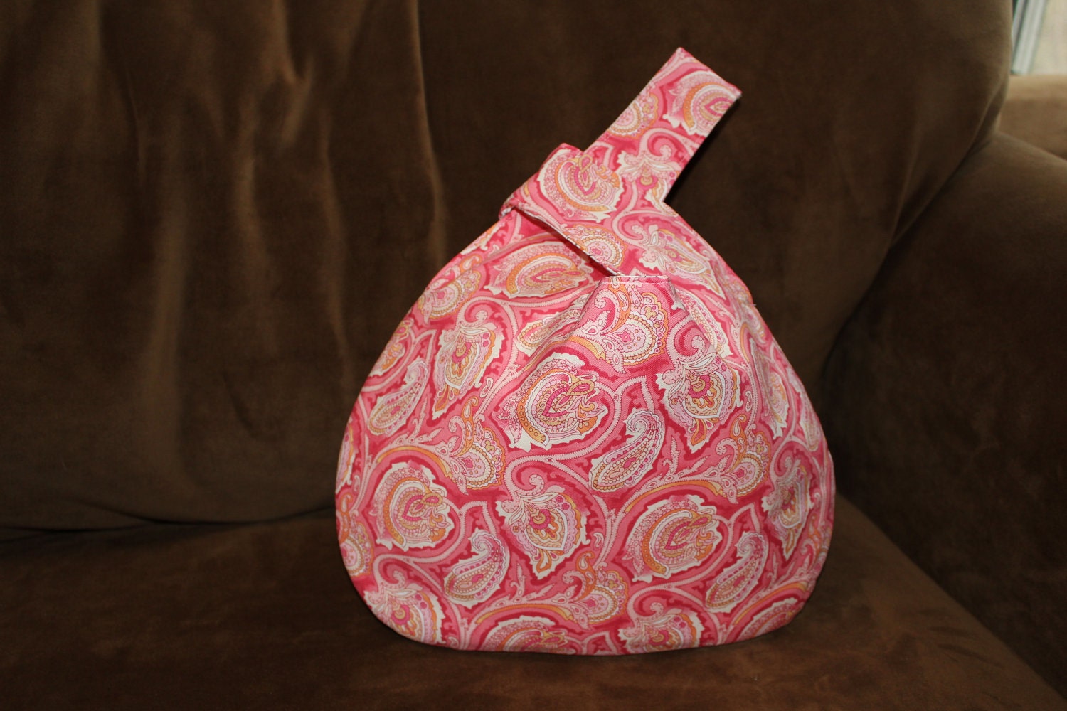 Pink paisley Crescent, grab-and-go bag