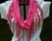 BRIGHT PINK fringe t-shirt infinity scarf