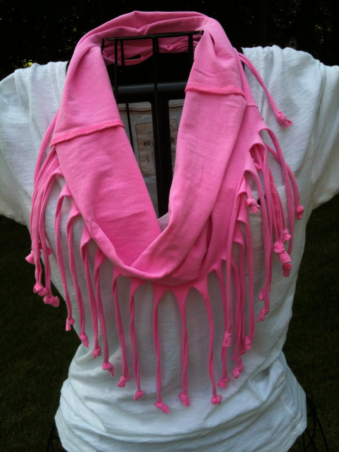 PINK fringe t-shirt infinity scarf