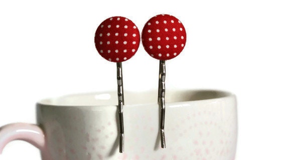Red polka dot bobby pins
