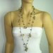 Violet needle lace oya necklace scarf with amethyst stones