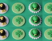 Fondant Toppers St. Patrick's Day Themed - Shamrock Pot of Gold Top Hat