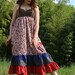 red paisley hippie patchwork pleated corset dress with pockets navy blue vintage lace RESERVED