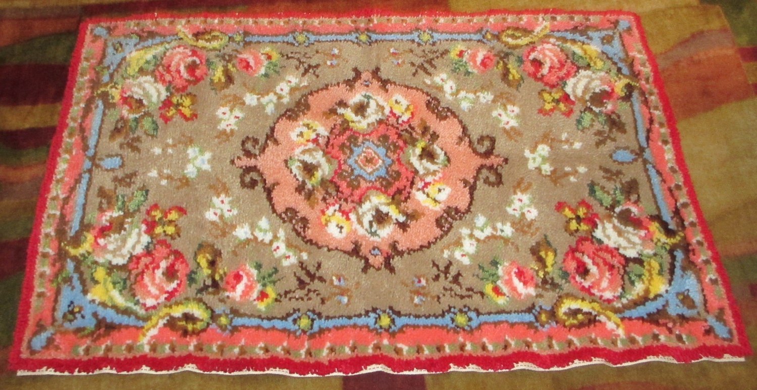 Finished Floral Latch Hook Rug
