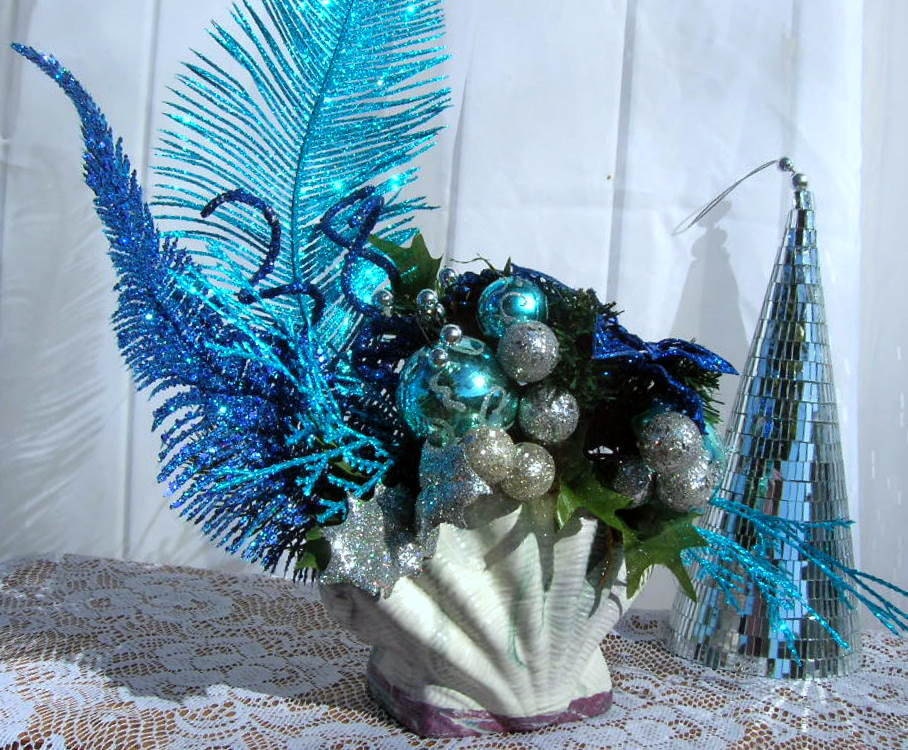 Blue Christmas Silk Arrangement