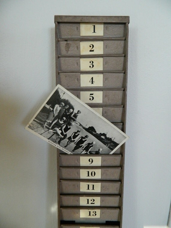 Vintage Metal Time Card Holder Industrial Decor by vintageharbor