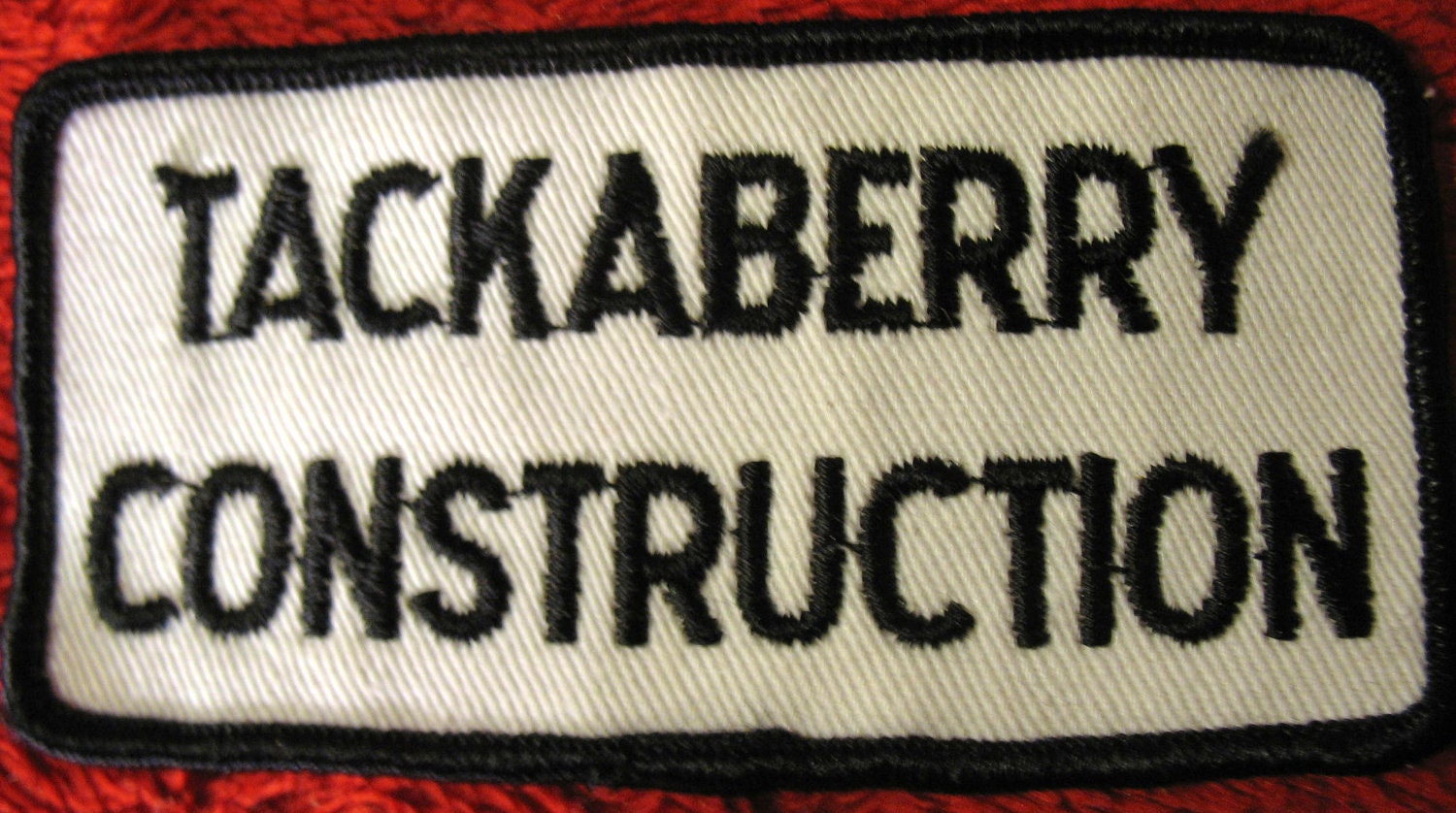 Fabric Patch Tackaberry Construction Embroidered Patch Fabric Badge White And Black