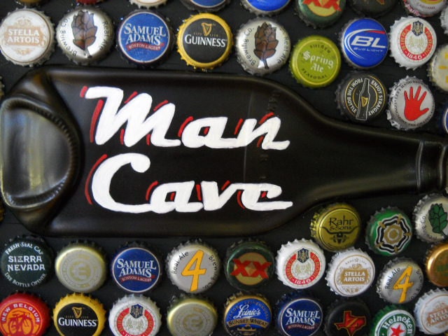 Man Cave beer bottle cap mosaic sign