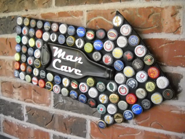 Man Cave beer bottle cap mosaic sign