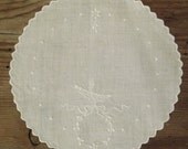 Embroidered Dove Linen