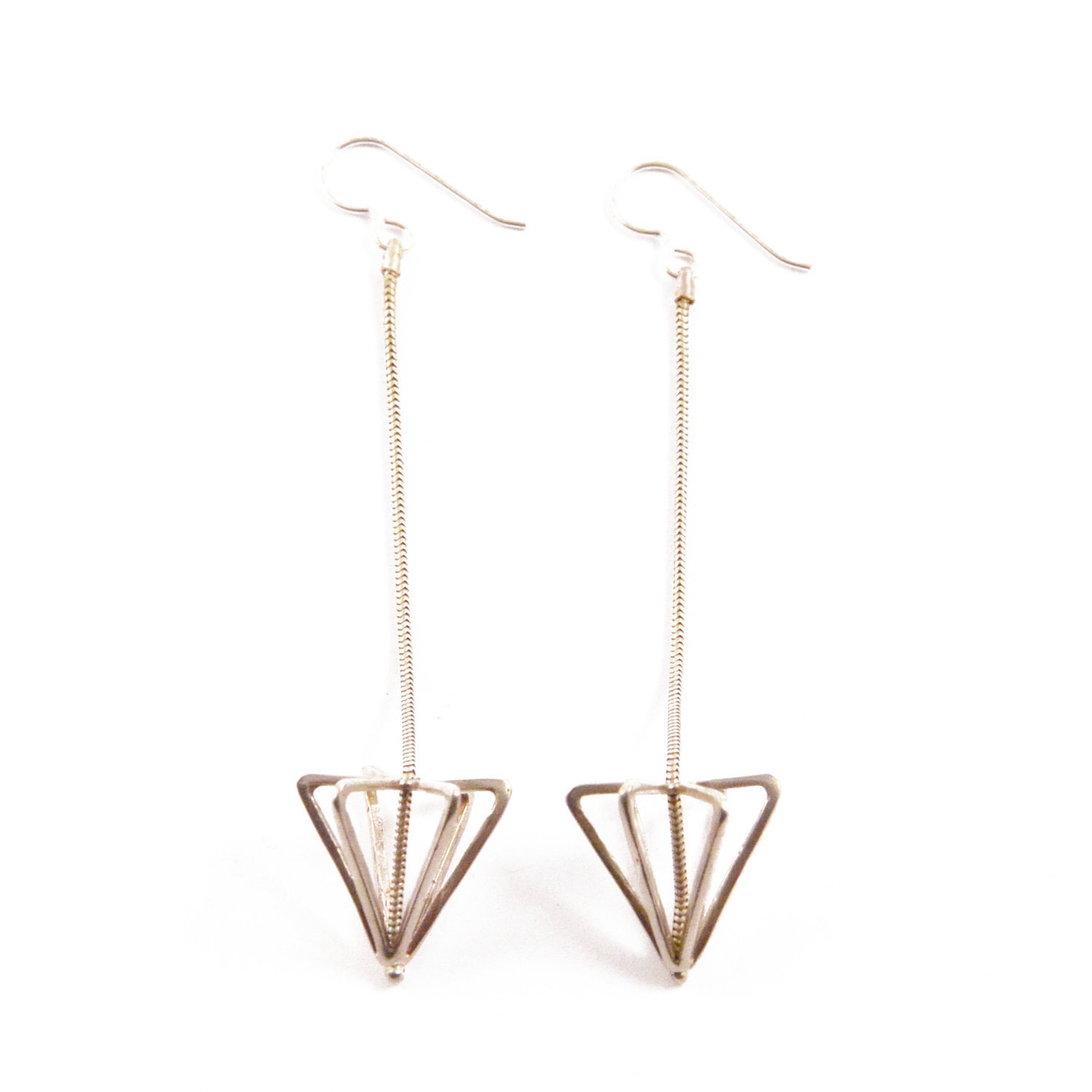 long framed cone earrings - sterling silver