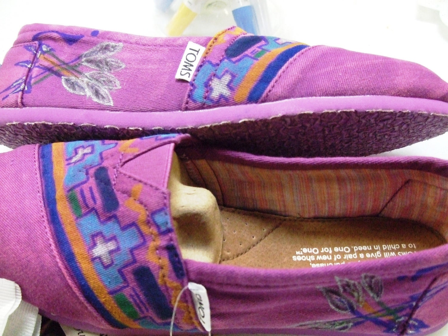 Custom painted OWL Burlap TOMS Shoes