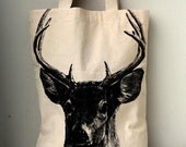Elk Head deer Animal big size Canvas tote bag/Diaper bag/Shopping bag/ Document bag /Market Bag.
