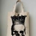 Big size / Burlap Skull Crown Royal Canvas tote bag/Diaper bag/Shopping bag/ Document bag /Market Bag.
