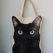 ON SALE Black cat Canvas tote bag - cat tote bag Diaper bag Shopping bag Document bag Market Bag.