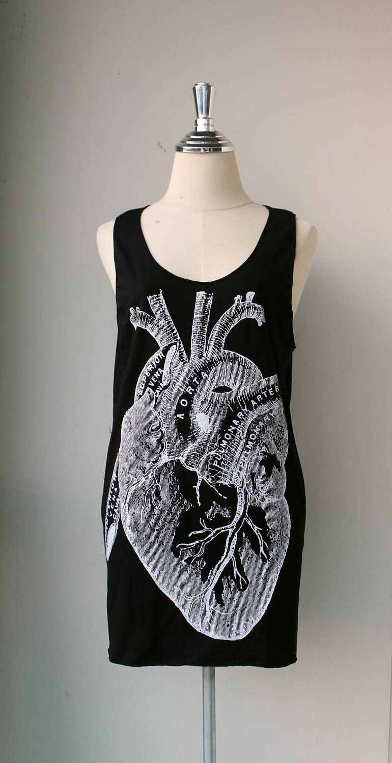 Heart Anatomy tank top - Women t-shirt tank top black Tunic Unisex Shirt men Vest Women Sleeveless Singlet Black T-Shirt Size M L
