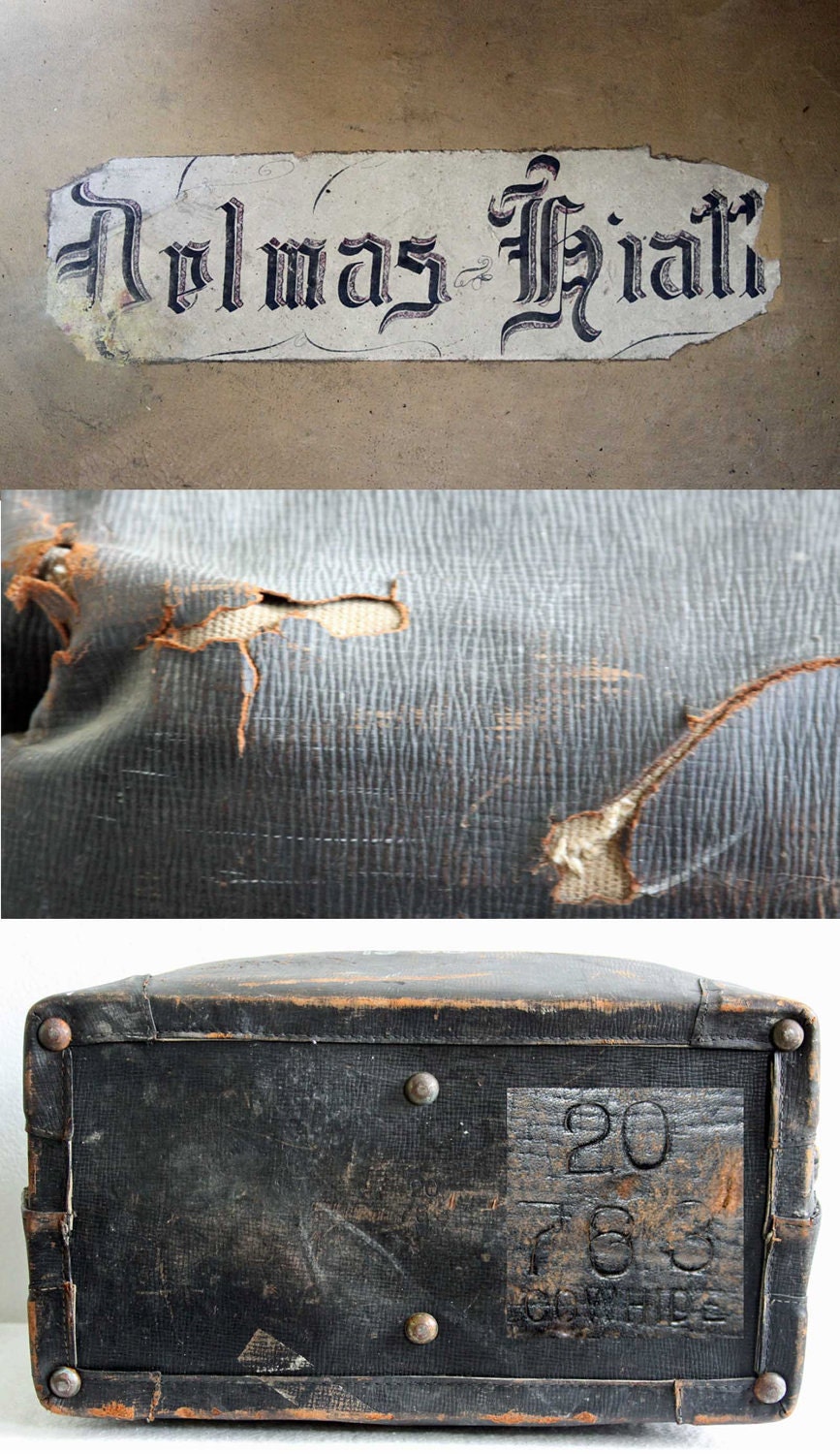 R I P  Antique 1930s Large Doctors Death Bag Skull And Crossbones