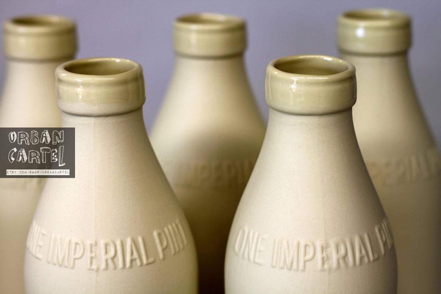 porcelain replica vintage milk bottle (citrus colour)