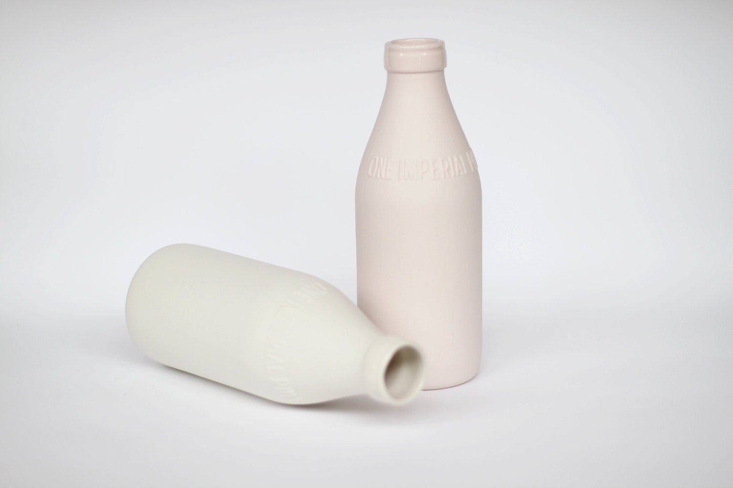 porcelain replica vintage milk bottle (cherub pink colour)