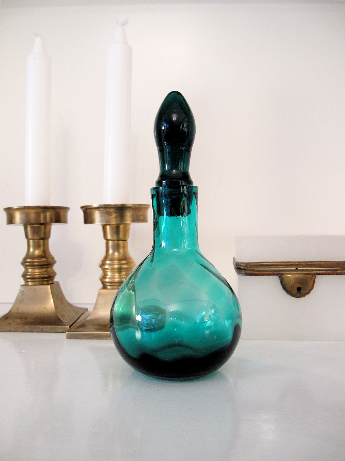 Hand Blown Art Glass Barber Bottle w/ Stopper