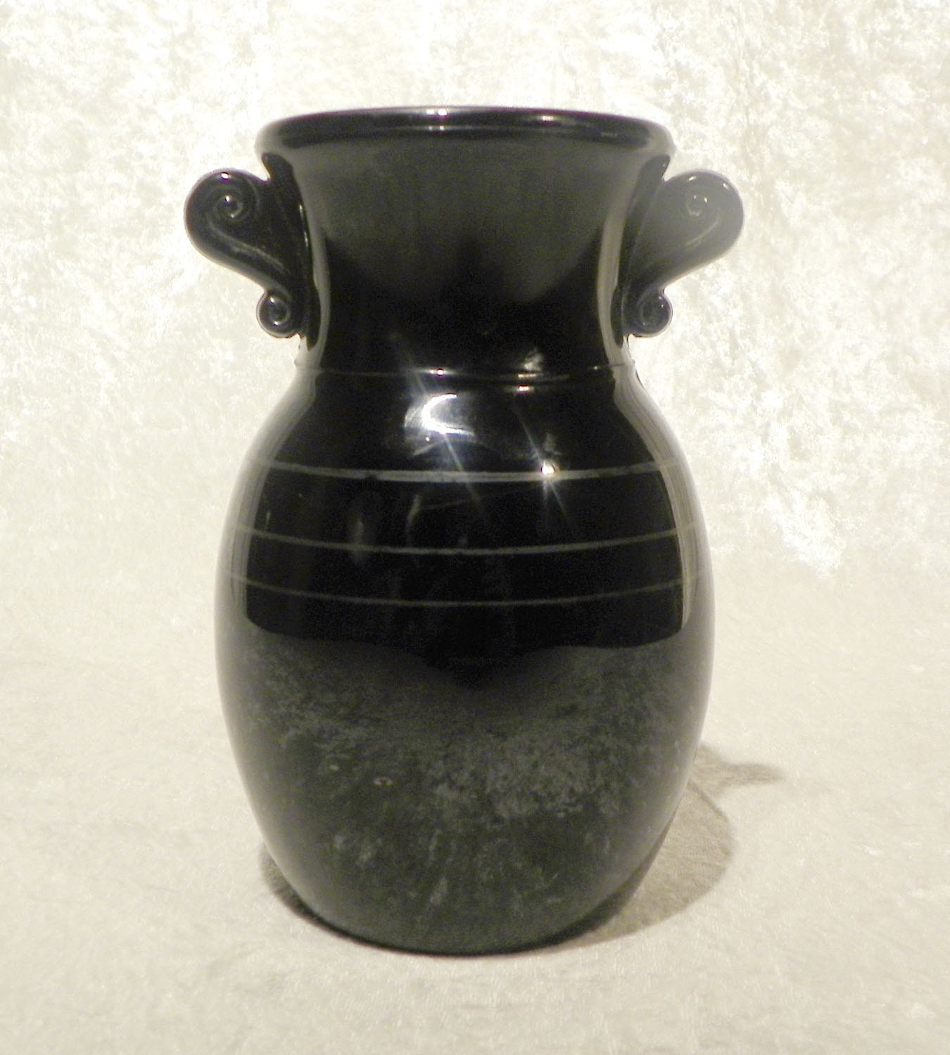 Black Glass Vase Opaque LE Smith Glass Co. by DownInTheBasement