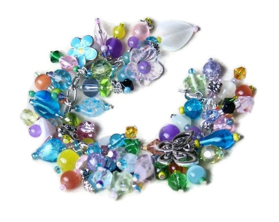 Spring charm bracelet handmade multicoloured