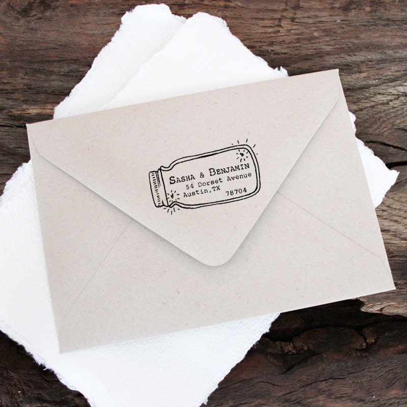 WE GLOW - Custom Wooden Address Stamp - Wood and Rubber