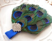 Glam Vintage Chic Inspired Peacock Fascinator Feather Headband for Babies, Toddlers and Girls