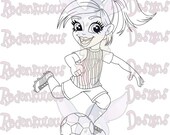 Digital Stamps - Football / Soccer - Girl Digi, Digital Image
