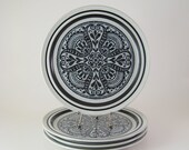 Vintage Dinner Plates, Set of 4, Noritake Primastone Stoneware, Malaga, Dinnerware Dishes, 1970's