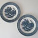 Vintage Salad Plates, Set of 2, Royal China Blue Currier & Ives, The Birth-Place of Washington, Retro Mid-Century Dinnerware 1950's 1960's