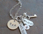 Custom Personalized Hand Stamped Day In History Family Mommy  Necklace - Mother's Day