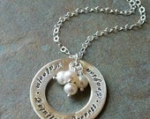 Personalized Hand Stamped Mother's Family Name Mine for Eternity Necklace - Stamp Front and Back