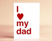 Father's Day Card - Red Father's Day Card - New Dad Card - New Dad - Dad Birthday Card - Dad Card - I heart my dad