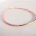 Gold bar and Luster Peachy Pink Toho beads bracelet - Friendship bracelet