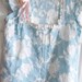 Linen Tunic Tank Sz L Altered Couture Sky Blue White Shabby Chic Upcycled Tattered Silk Ruffles Asymmetrical Hemline Romantic Tunic girly