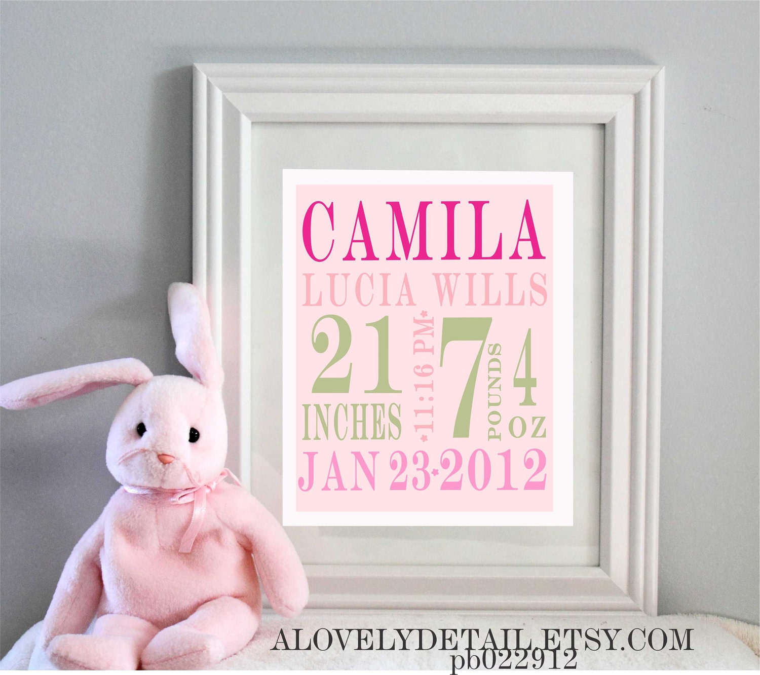 16 x 20 Custom Nursery Decor  Baby print Sweet bird  Personalized With Your Name and Colors