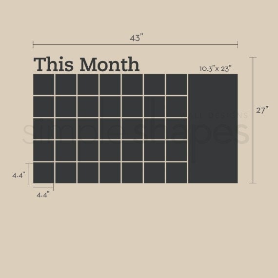 Monthly Calendar Decal - Chalkboard Decal - by Simple Shapes