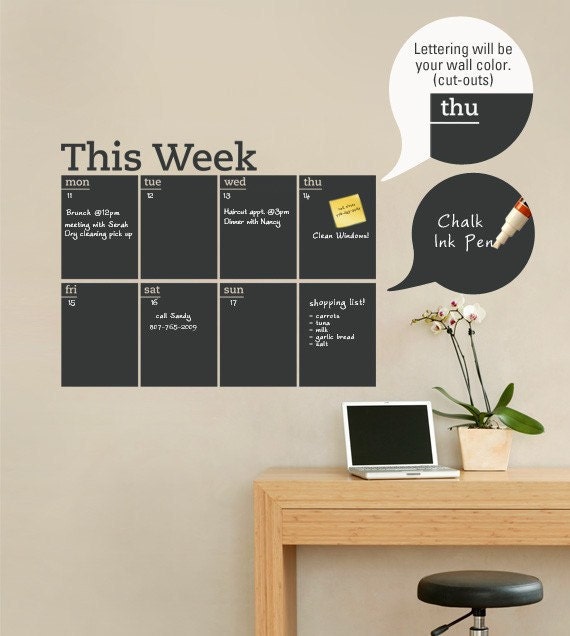Weekly Planner Decal - Chalkboard Decal - by Simple Shapes