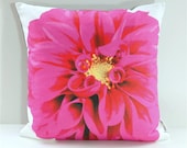 Garden Flowers Pillow Cover: Hot Pink Dahlia