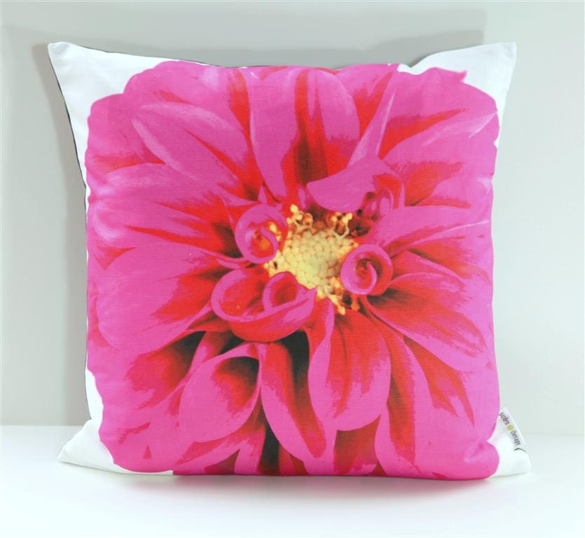 Garden Flowers Pillow Cover: Hot Pink Dahlia