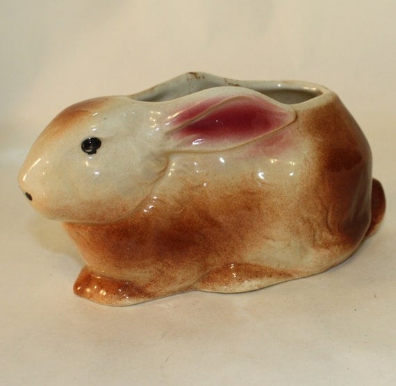 Vintage Bunny Rabbit Ceramic Planter by BuyBackYesterday on Etsy