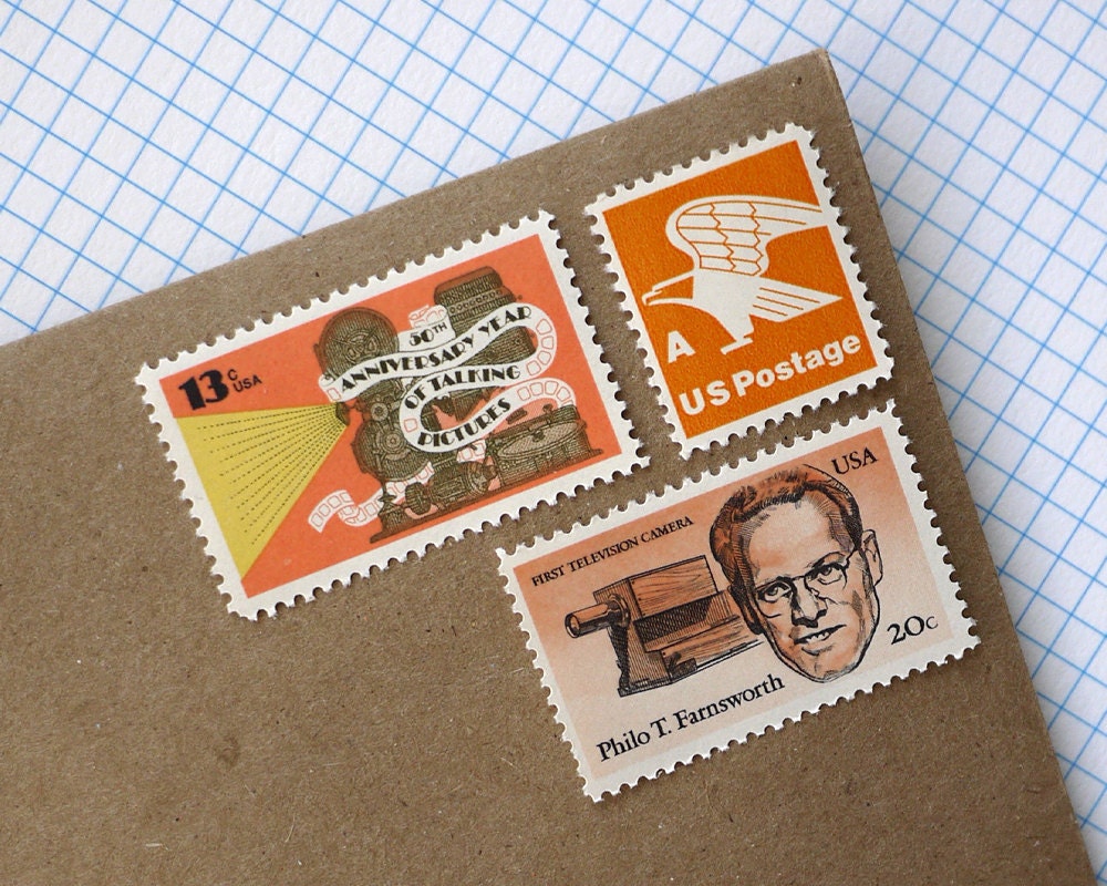 Vintage unused - Orange Collection - postage stamps to post 5 letters