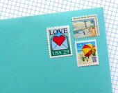 Vintage unused - Seaside Love - postage stamps to post 5 letters