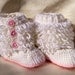 Ugg Baby Boots Inspired - Ugg Style Booties for Baby Girl - Stylish Pink and White "Furry" Crocheted Booties