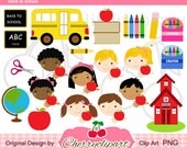 Back to School Digital Clipart -Personal and Commercial Use-for paper crafts,card making,scrapbooking,embroidery design
