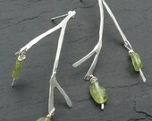 Sterling Silver and Peridot Branch Earrings FREE SHIPPING